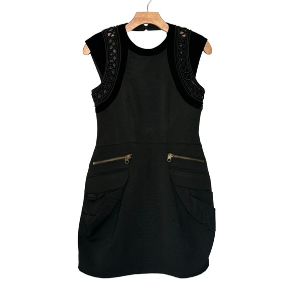 NANETTE LEPORE Velvet Trim Wild Party Dress Style 269-4355 Black Size 4 - Picture 2 of 13